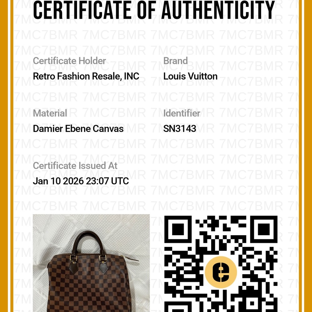 LOUIS VUITTON Brown Canvas Damier Ebene Speedy 30 Made in France - Picture 3 of 17